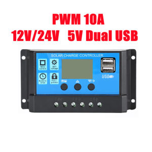12v 24v Solar Panel Charge Controller Intelligent Regulator with LCD Display PWM Solar Charge 10A 30A Dual USB Charger
