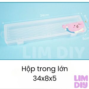 Hộp Đựng Cọ Nhiều Kích Thước – Nhựa Trong Suốt Có Nắp – Đựng Bút Đồ Thủ Công LIM DIY