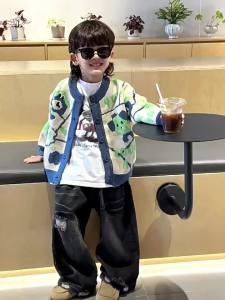 6325 คาร์ดิแกนเด็ก เสื้อกันหนาวสำหรับฤดูใบไม้ร่วง 2025 แจ็คเก็ตเสื้อกันหนาวถักสำหรับเด็กผู้ชายสไตล์เกาหลีฤดูใบไม้ร่วง