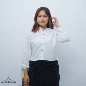 Atasan Kemeja Blouse Putih lengan Panjang Korean Style