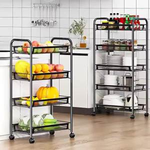 LZD Kitchen Storage Rack Household Storage Article Storage Shelf Floor Multi Layer Products Complete Collection Trolley Multi-Functional Vegetable Basket