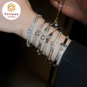 Viviann Original Zircon Double Layer Letter Clasp Bracelet LOVE Crystal Bangle Silver Stainless Steel Bracelet for Women Gift Jewelry Luxury Design Oval Bracelets Woman Bangle Bangles for Woman Silver Love Crystal Wedding Feminina Luxury Jewellery Gifts