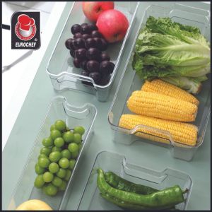 Eurochef Refrigerator Organizer Bins Stackable Fridge Organizers Storage Box Cutout Handles Freezer Storage Container Kitchen Home House Fruits Vegetables Store Gift Present Christmas