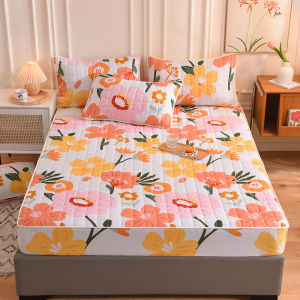 Mattress Protector Cover Cotton Fitted Bedsheet Flower Bedding Set Single/Queen/King Size
