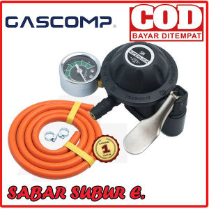 PAKET REGULATOR GAS SUPERLOCK GASCOMP GRS-01 + SELANG ORANGE 2 METER + KLEM 2PCS