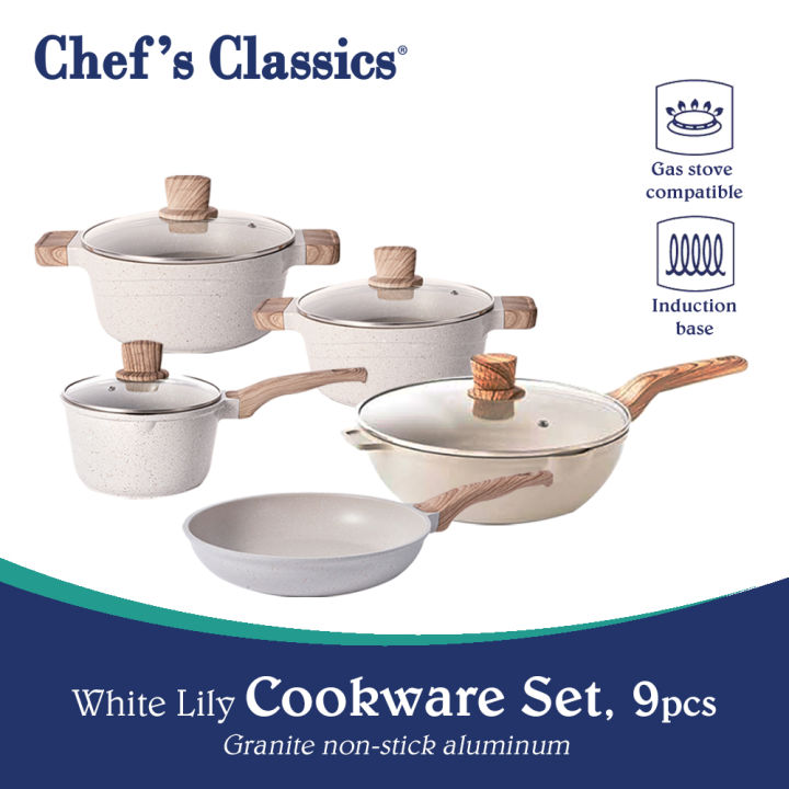 Chef's Classics White Lily Non-Stick Cookware Set, 9pcs | Lazada PH