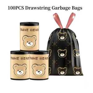 BECORATE Trash Bags 3.2 Gallon 100 Pcs Bathroom Garbage Bags Blue Strap Kitchen Garbage Bags