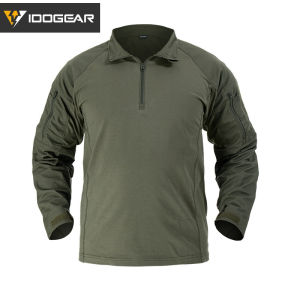 IDOGEAR Tactical G4 Combat Shirt 2-Ways Stretch Fabric Multi-Pocket Outdoors Camo Tactical Long Sleeve Shirt 3112