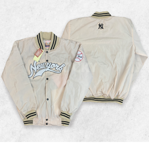 HOCKY Jaket Varsity Baseball Full Bordir Pria Wanita Newyork Cream 05 Premium Keren Terbaru