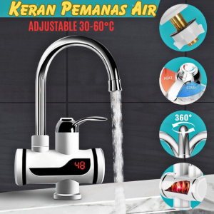 BERGARANSI Temmax Keran Pemanas Air Kamar Mandi Portable Keran Wastafel Cuci Piring Panas RX 008