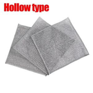 10PCS Thickened Steel Wire Cleaning Cloth Double-layer Non-stick Oil Iron Dishrag Microfiber Mesh Dishrag Kitchen Scouring Pad