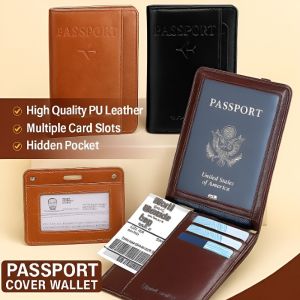 RFID Blocking Passport Holder Water Resistant ID Card Cover Travel Wallet for International Flight Business Trip Essentials