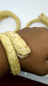 Gelang Akar Bahar Putih Naga Full ukir Model Engsel