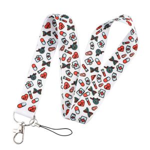 IIU Cute Gifts Jewelry Gifts Nurse Keyring Lariat ID Badge Holder Hospital Supplies Keychain Hang Rope Phone Rope Nurse Lanyard Mobile Phone Strap Neck Straps Doctors ID Card Hang Rope