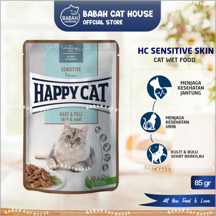 HAPPY CAT SKIN AND COAT POUCH 85gr Cat Food Makanan Kucing Wet