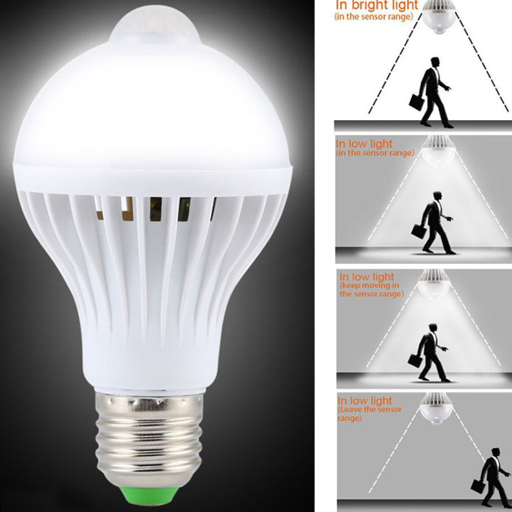 Kpqsea【READY & CODs】1pcs PIR Motion Sensor Lamp 5w Led E27 Bulb Auto