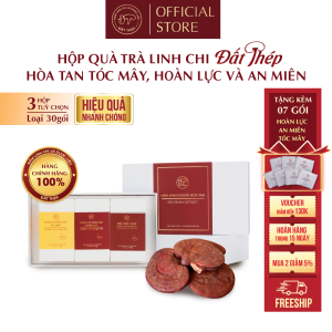 [HỘP QUÀ 3 HỘP X 30 GÓI] Trà Nấm Linh Chi Đất Thép Hòa Tan An Miên/Hoàn lực/Tóc Mây - Cải thiện giấc ngủ - Giảm rụng tóc - Phục hồi năng lượng- Hàng chính hãng