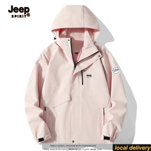 Jeep Spirit Hiking Jacket  for Women Sports Zipper Pink Hooded Waterproof