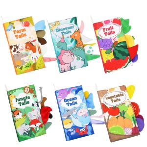 UFANSM 3D Animal Tail Cloth Book Washable with Squeaking Sound Baby Cloth Book Creative Early Education Crispy Cloth Book for Enhances Child Development