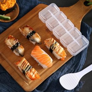 5 cuộn DIY Sushi Bento khuôn Nhật Bản onigiri Khuôn Làm Sushi ép không dính cơm nắm Maker Khuôn làm cơm Bento hình tam giác vuông hình thức