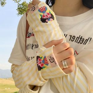 STAR FRUIT Tay áo chống nắng bằng lụa băng hình voi hoạt hình dễ thương cho nữ bao tay ngoài trời nhẹ bảo vệ khỏi tia uv phụ kiện thời trang mùa hè
