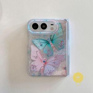 For iPhone Duo Case TPU Butterfly Glitter Powder Phone Case Cover Aesthetic Korean Cute