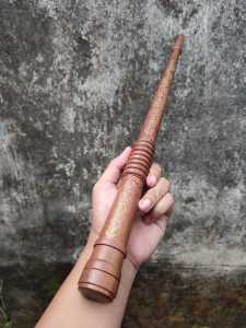 Tongkat Komando Kayu Stigi Ukir Kaligrafi Panjang 60 cm