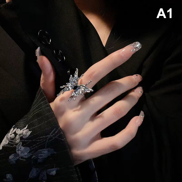 [PDBH Fashion Store] Flash Sale Punk Irregular Butterfly Rings Gothic  Creative Vintage Fashion Sweet Butterfly Open Ring Hip Hop Ring Jewelry For 