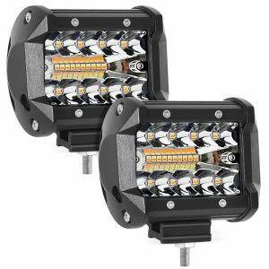 HYNBYZJ 1 Pair of 4 Inch Square LED Headlights Work Lights Amber White LED Spotlights 5 Lighting Modes Driving Lights.
