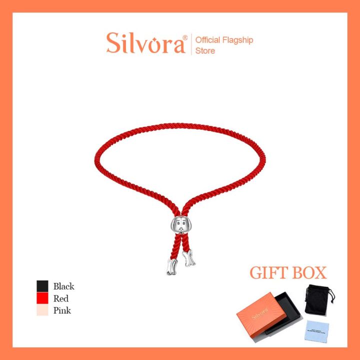 Silvora สร้อยข้อมือ925เงินสเตอร์ลิงสุนัขลาบราดอร์กระดูกแมวอุ้งเท้าปรับ ...