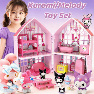 Kitchen Toy Kuromi Living Furniture Simulation Game Doll House Double Sided Villa Color Box Girl Toy