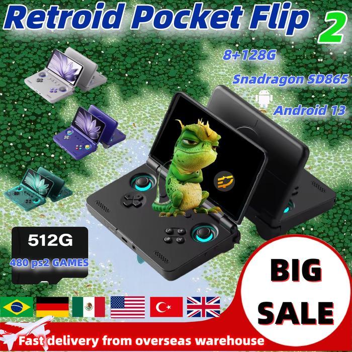 Retroid Pocket Flip 2 Retro Handheld Game Console Video Game Console 5.5Inch AMOLED Touch Screen SD865 8G+128G Android13 PSP PS2 - SD865 Purple 512G PSP 512G PS2 | Lazada Indonesia