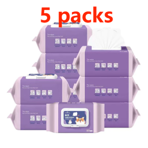 【SG SELLER】5/10packs Pet Wet Wipes Anti Bacterial 80 pcs - MeiShiYu Dog Cat Cleaning Tissue