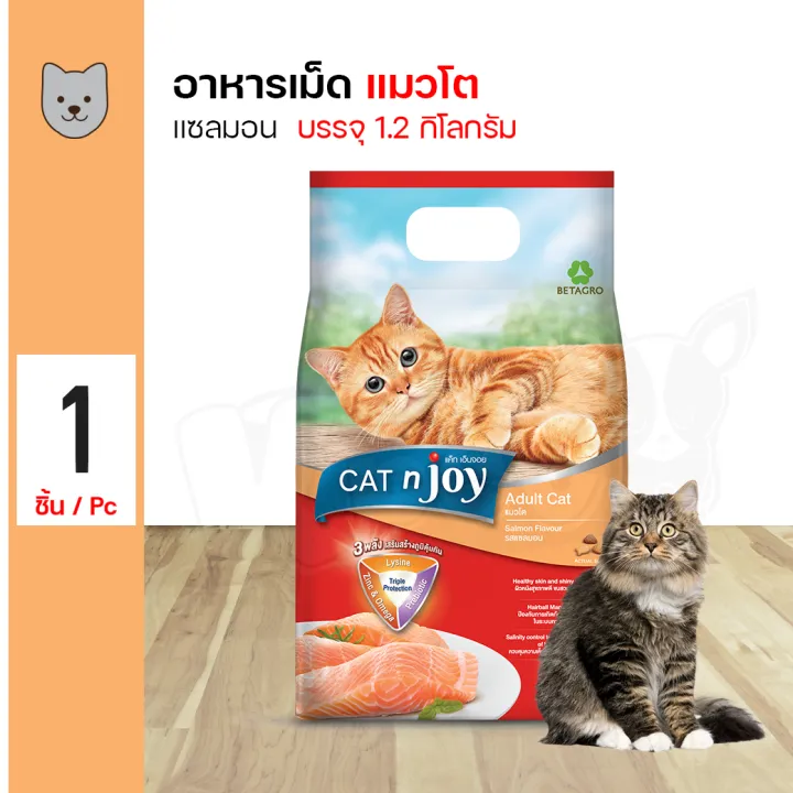 CAT N JOY Salmon อาหารแมวโต 1 ปีขึ้นไป รสปลาแซลมอน บำรุงขน 1.2 กิโลกรัม