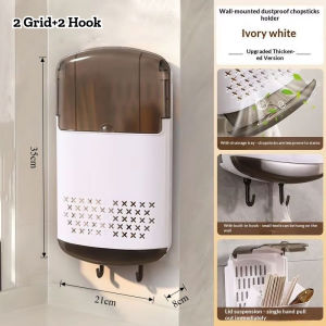 Keranixy Chopstick Holder Kitchen Cutlery Storage Rack Spoon Fork Organizer Drainage Dustproof Plastic Box Rak Kutleri