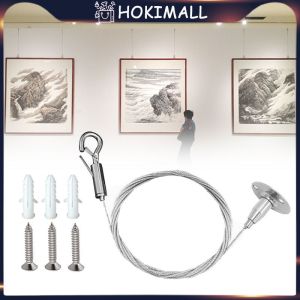 1SET Tali Kawat Penjepit Stainless-Steel Tali Kawat Dengan Kunci Kait Gantung Untuk Panel Lampu