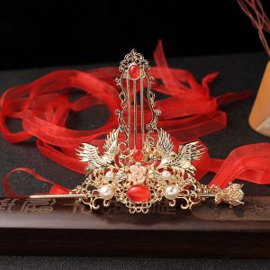 CHAOSON ง่าย ย้อนยุค อุปกรณ์ถ่ายภาพ อัญมณี ผมรัดตัว เครื่องประดับผมสไตล์จีน มงกุฎผมสไตล์โบราณ เครื่องมือออกแบบทรงผม แท่งผมเครน กิ๊บติดผม Hanfu