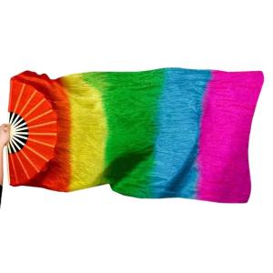 Chic Extended Faux Silk Belly Dance Fan Veils Long Folding Fans for Dance Shows Performances Gift for Dance Teachers