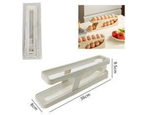 2 Tier Auto Rolling Egg Tray Eggs Storage Holder Rack Refrigerator Organizer Bekas Telur 鸡蛋收纳架