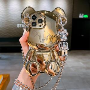 Ốp lưng chống sốc luxury cho iPhone 13 Pro / 13 Pro Max / 14 Pro / 14 Pro Max kiểu dáng gấu Kaws có dây đeo và gấu mini siêu cute hiệu HOTCASE - thiết kế sang trọng nữ tính chống sốc cực tốt chất liệu cao cấp - Phân phối bởi Hotphu
