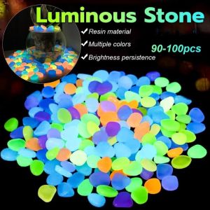 Glow in Dark Pebbles Luminous Stones for Aquarium Fish Tank Garden Decor Colorful Rocks