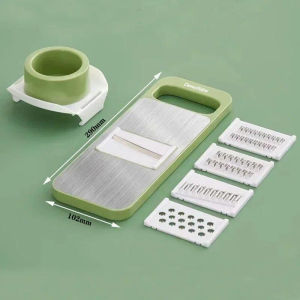 DEWYBABE Vegetable Cutter 5 in 1 Household Stainless Cutter Slicer Manual Multifunctional Peeler Kitchen Tool