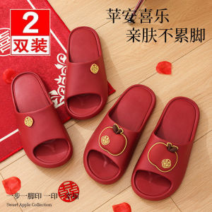 Free Shipping Wedding Slippers New Summer Styles Festive Red Pair Bridal Morning Robe Lightweight And Luxurious Thick-Soled Sandals For Brides