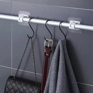Self Adhesive Rail Hooks Nail-Free Curtain Clamp Rods Clips Hook Adjustable Shower Household Storage Hanging Stick Rack Holder H260630