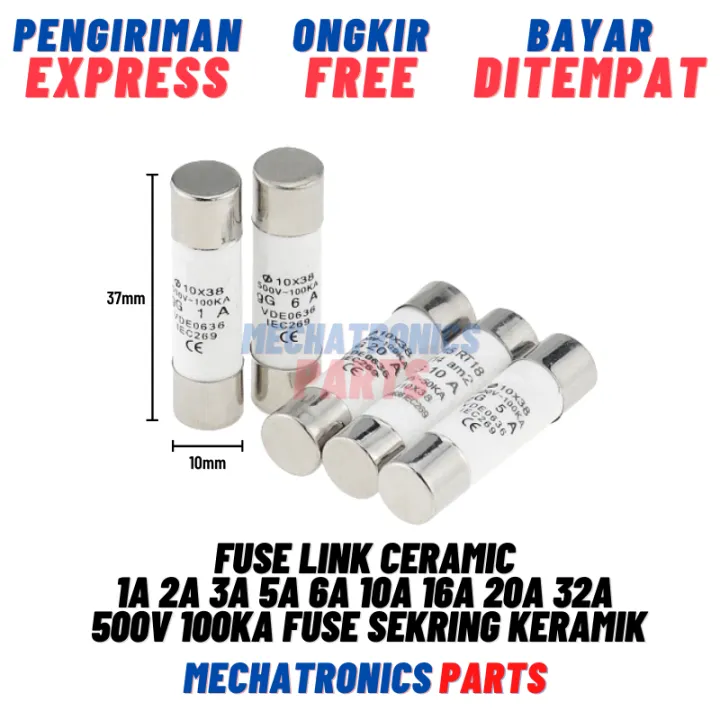 10 FUSIBILI IN CERAMICA 10,3x38 16A gG 500V RAPIDI
