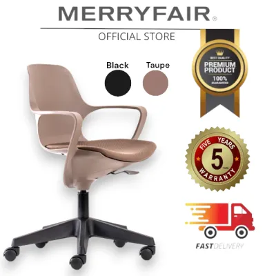 MERRYFAIR POGO WORK CHAIR - BLACK / TAUPE _Study Chair Office Chair Kerusi Belajar Ergonomics Chair 电脑椅子