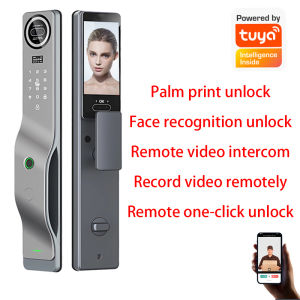 Snail Home 3D Face unlock Wifi Tuya Smart door Lock Smart Lock with HD Camera Biometric Fingerprint Lock with Doorbell Password Key IC Card APP Electronic Door Lock Main door lock for Home Hotel office 3 Year Warranty