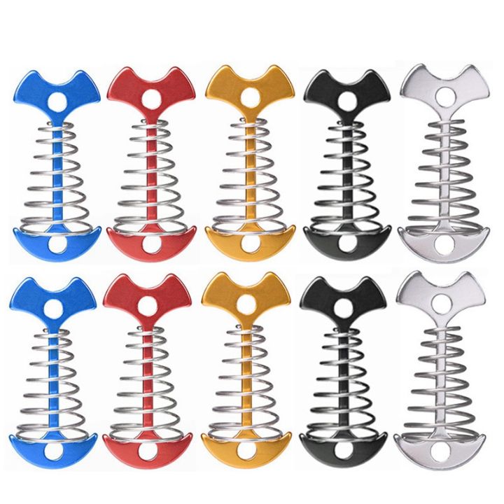 Fishbone Spring 10Pcs Adjustable Plank Floor Spring Fishbone Anchor Tent Pegs Buckle ...