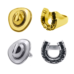 Exquisite Alloy Cowboy Hat/Horseshoe Ring for Collectors Adjustable Opening Finger Ring Handmade Finger