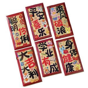 LSMSMAVDS 6PCS Paper Horse Year Red Envelope Cartoon Spring Festival Lucky Money Bag Practical Bless Words 2026 Red Pocket Spring Festival